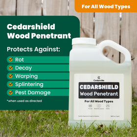 Cedarcide Cedarshield being applied to wood surface for durable moisture protection.