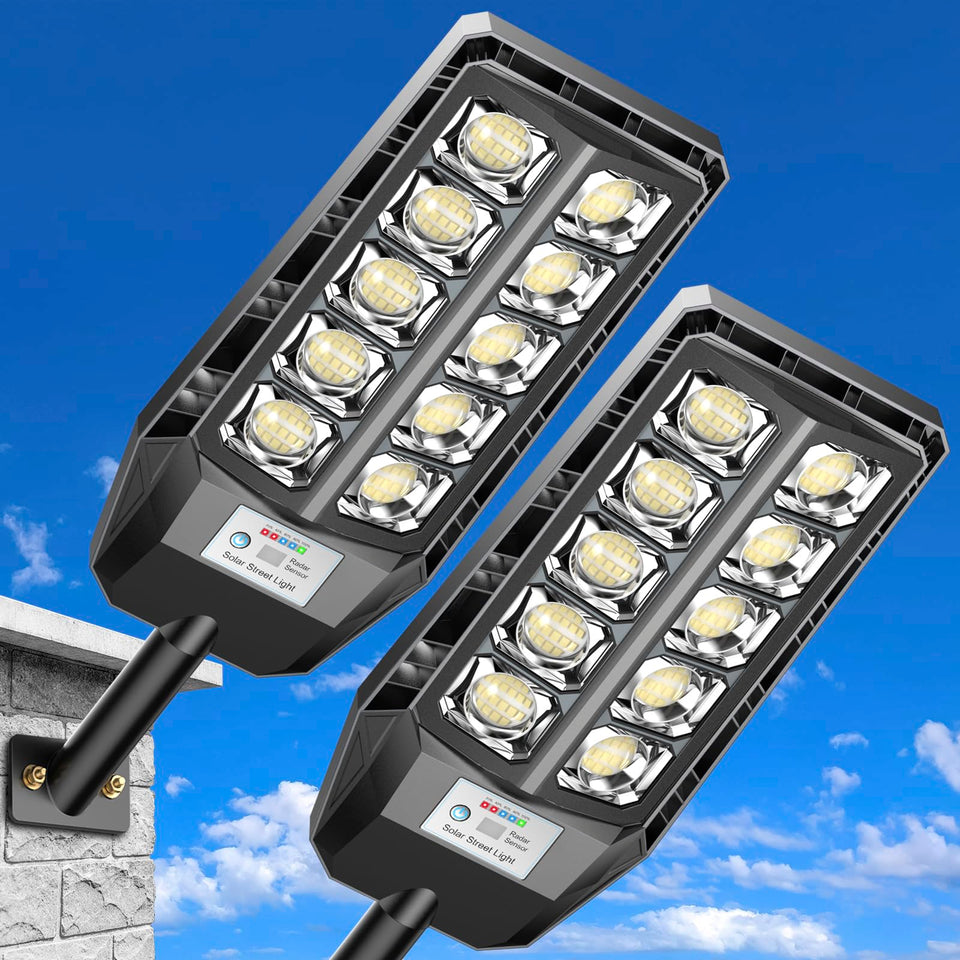 CEDIO 6000W solar light shows wide-angle coverage for yards and driveways.