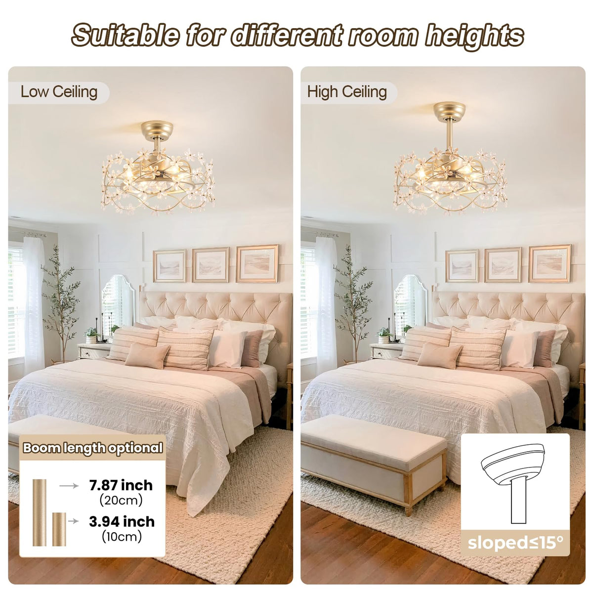 CELAVIEIOP enclosed fandelier for safe, clean ceiling mounted elegance