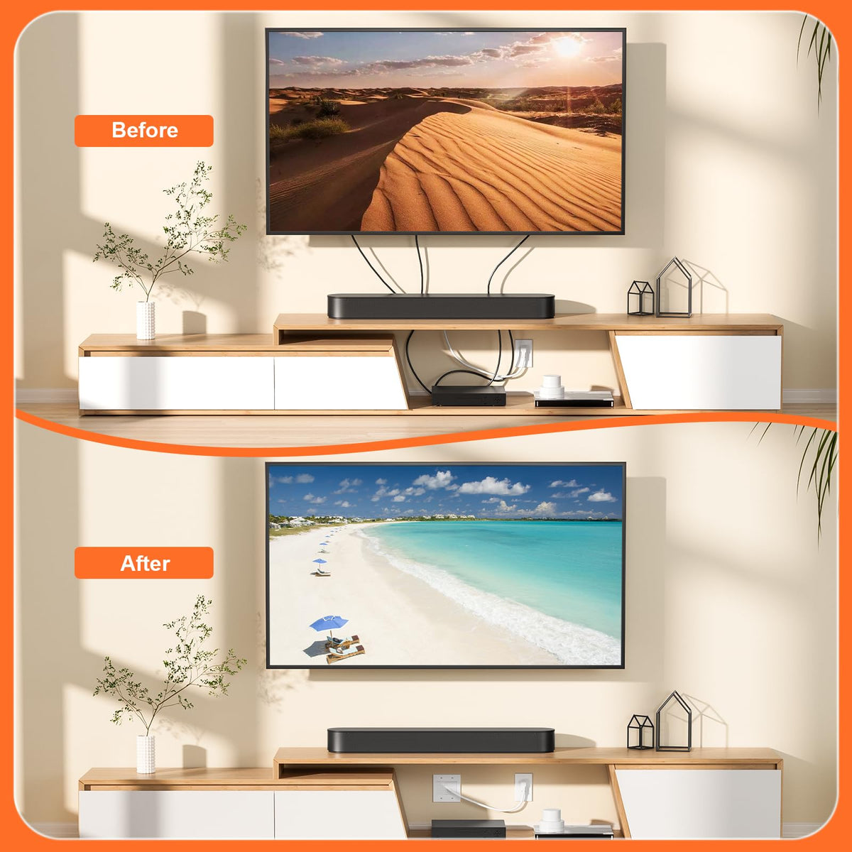 Celendor two-gang pass-through hides HDMI and data cables
