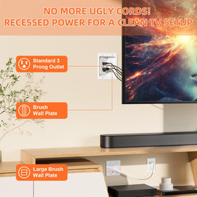 Celendor brush wall plate fits 100+ cables for versatile setups