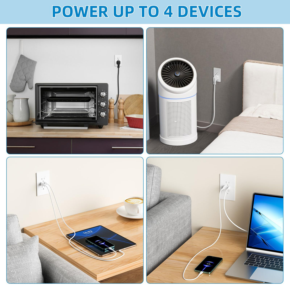 ETL-certified, fire-resistant PC material ensures safe operation.