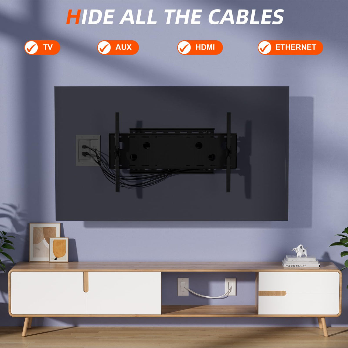 Celendor extended power cord 9.8ft enables flexible TV placement with tidy cable routing.