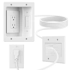 Celendor in-wall cable concealer kit with brush wall plate for clean TV setup