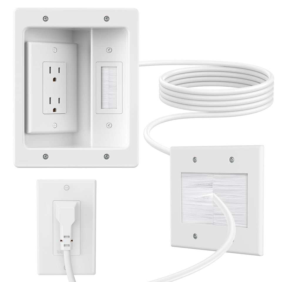 Celendor in-wall cable concealer kit with brush wall plate for clean TV setup