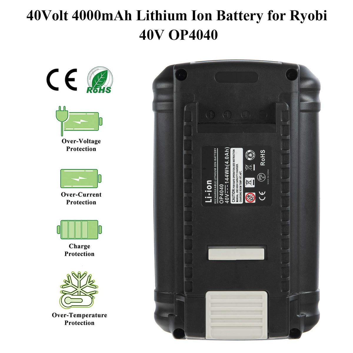 CELL9102 battery delivers extended runtime for long projects with Ryobi 40V tools.