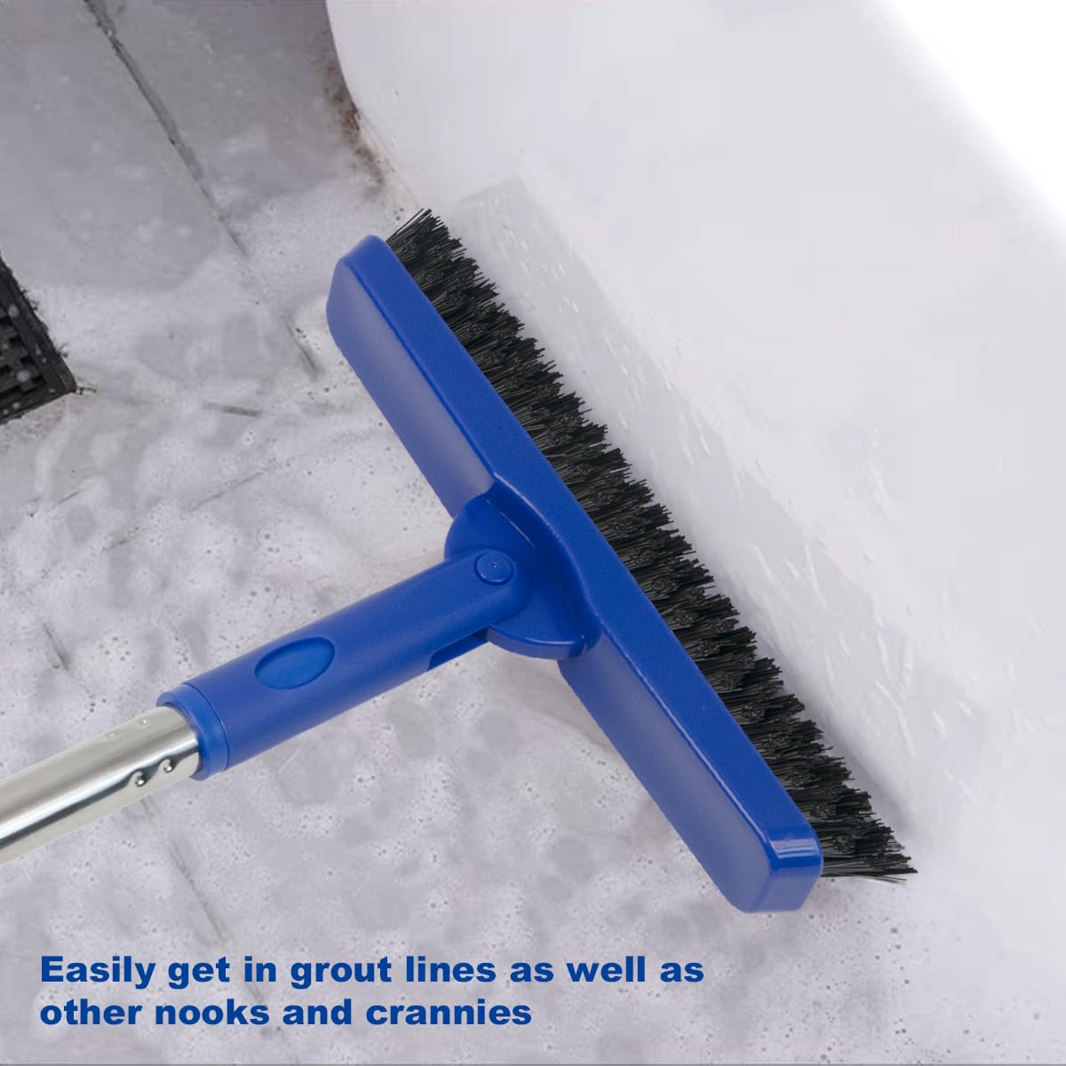 CELOX grout brush blue handle improves grip and visibility during scrubbing