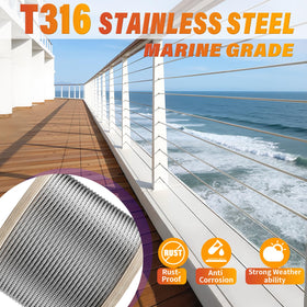 CELYND deck railing kit showing clips, thimbles, and sleeves for secure installs.