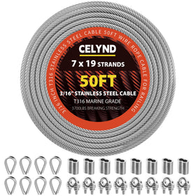 CELYND stainless steel cable close-up for weather-resistant railing kit.