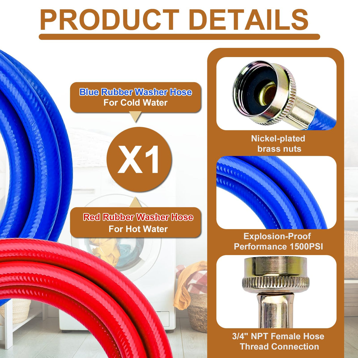 Cenipar 10ft hot hose in red for reliable hot-water supply.