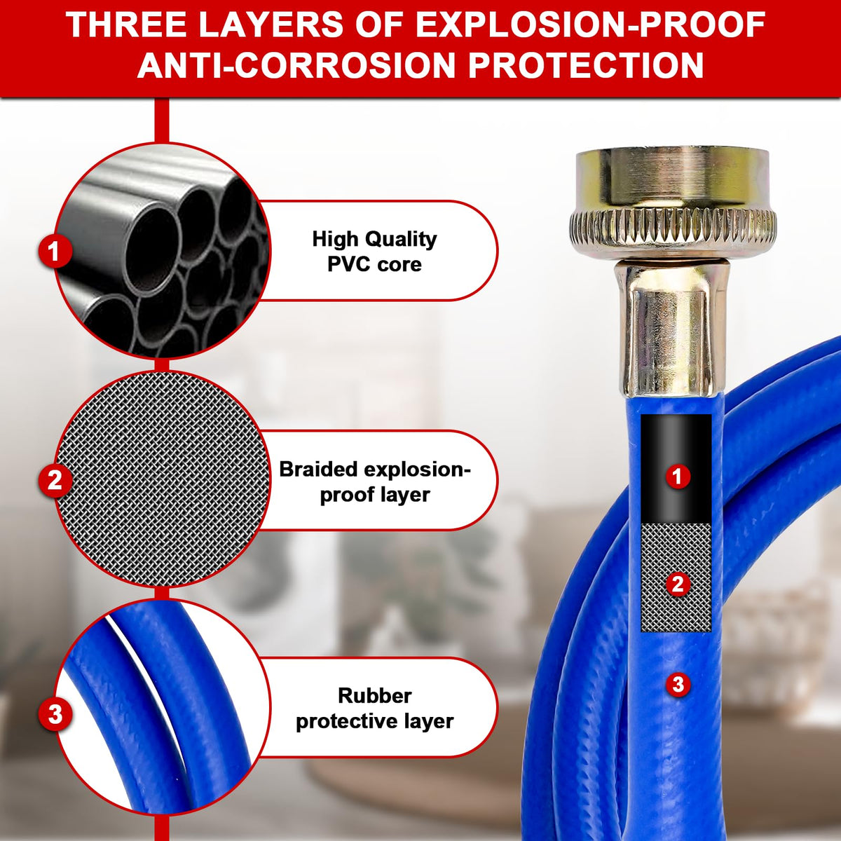 Cenipar 6ft hose with NPT brass connectors for secure connections.