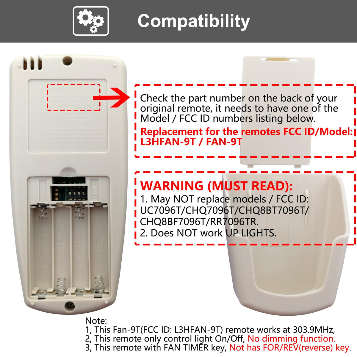 CENMING remote DIP switch alignment for seamless compatibility with existing receiver.