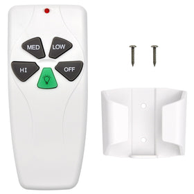 Package contents: remote, wall mount, manual, and screws