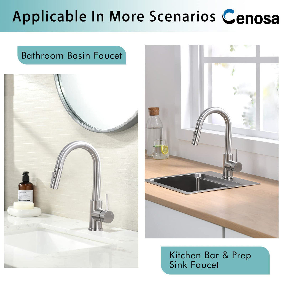 Cenosa 304 stainless steel construction resists corrosion and lasts