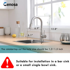 Cenosa faucet with pull-out sprayer and 13.8-inch hose for easy reach