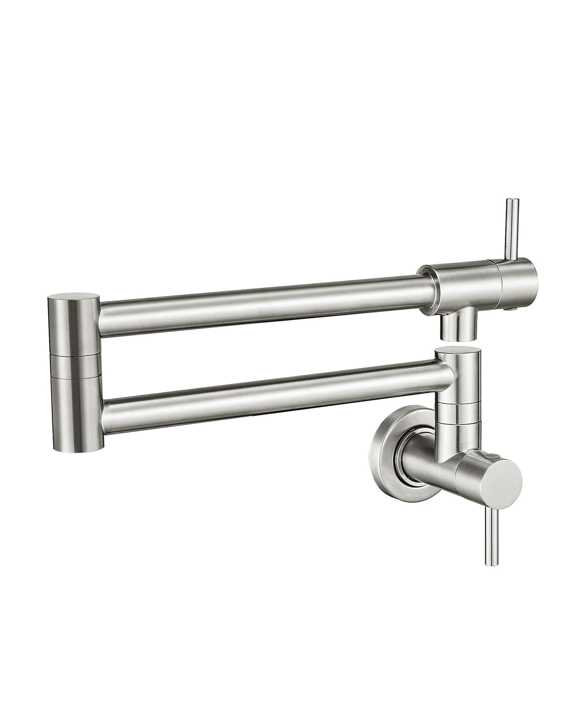 Cenosa pot filler with brushed nickel finish extended arm over a pot on the stove