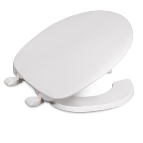 Centoco round toilet seat with open front and cover in white for easy cleaning