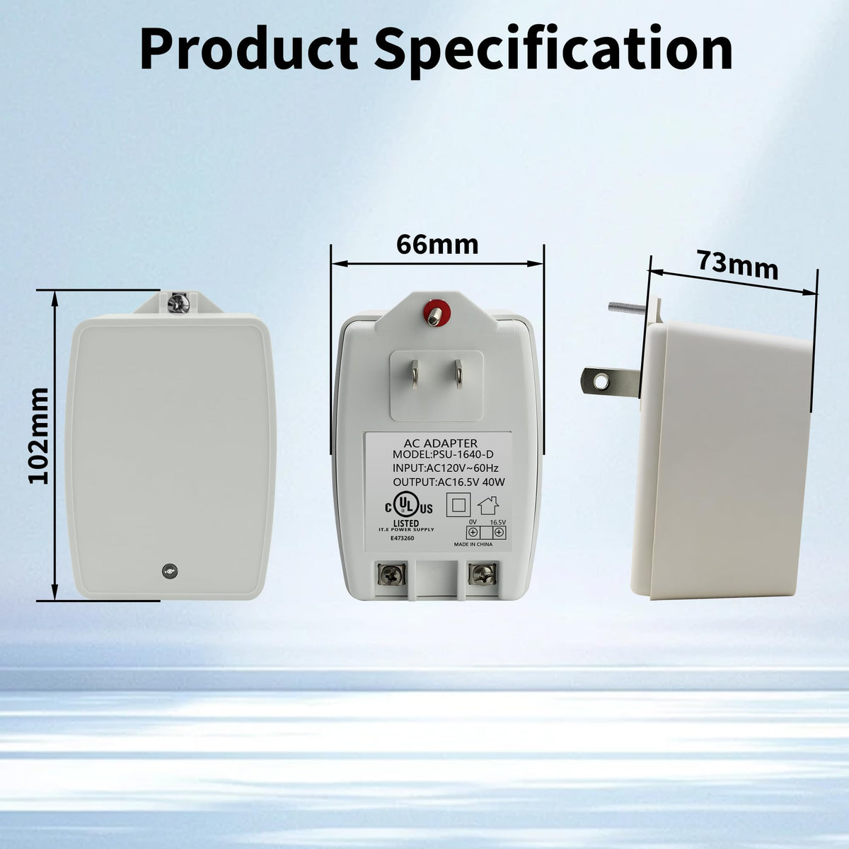 Compact transformer design fits neatly behind door chimes for clean wiring