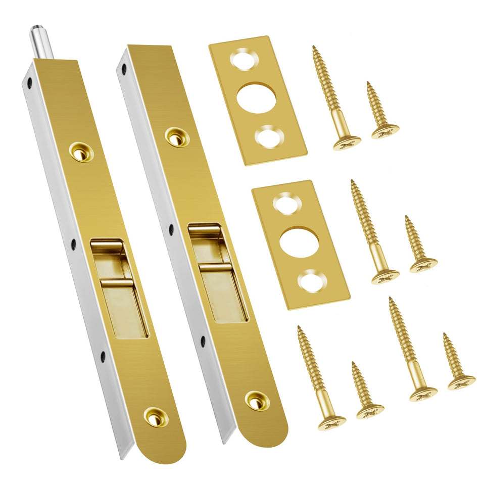 Ceoighe 7-inch flush bolt for double doors with copper finish resists corrosion.
