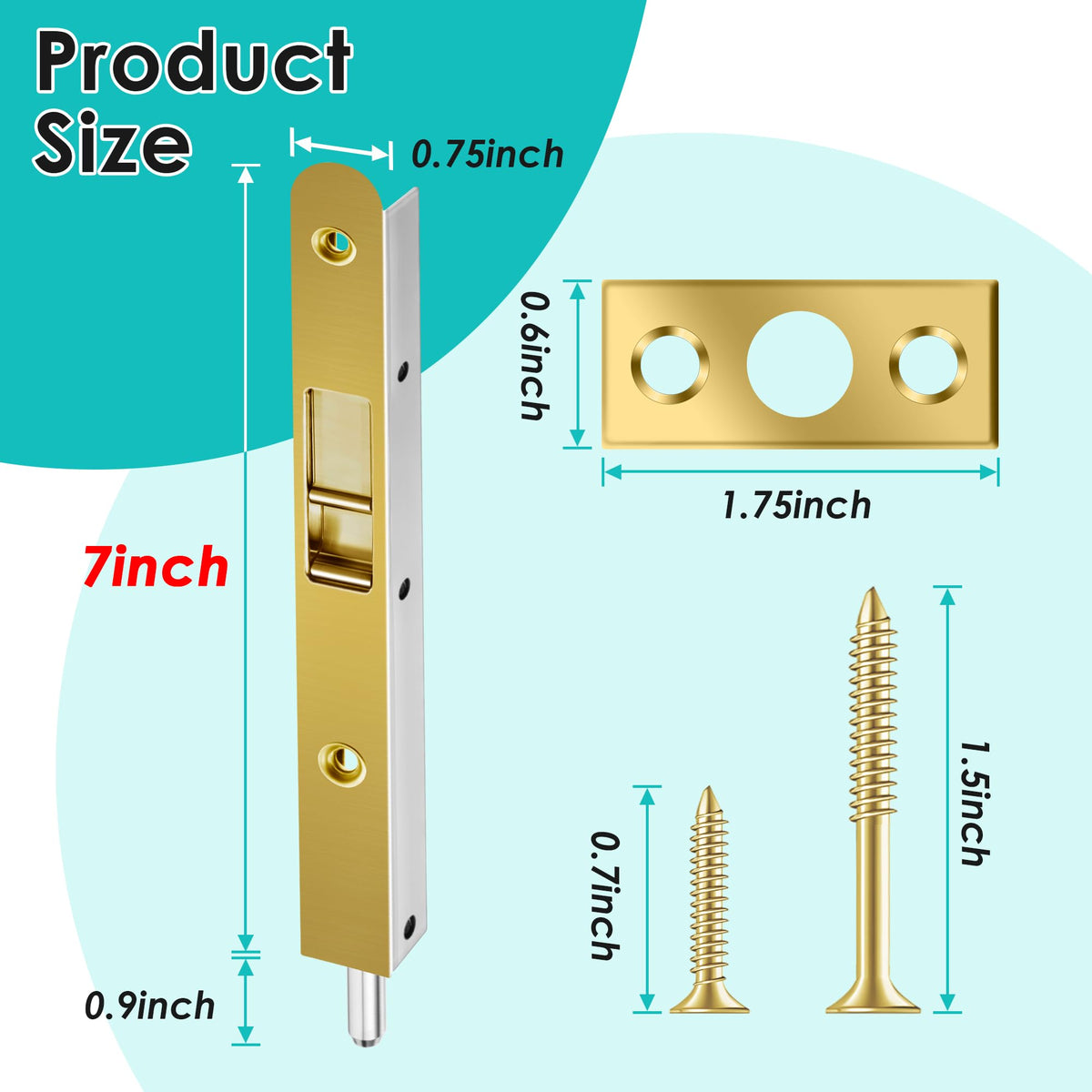 Ceoighe heavy-duty brass flush bolt includes rustproof screws for durability.
