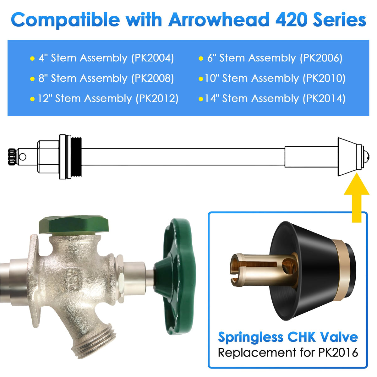 Ceoighe PK2006 6-inch stem assembly for dependable sealing