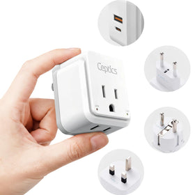Ceptics compact European travel adapter ready for packing and travel