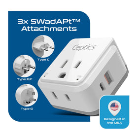 Ceptics adapter showing dual USB ports for multi-device charging
