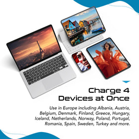 Ceptics adapter in use charging multiple devices during travel