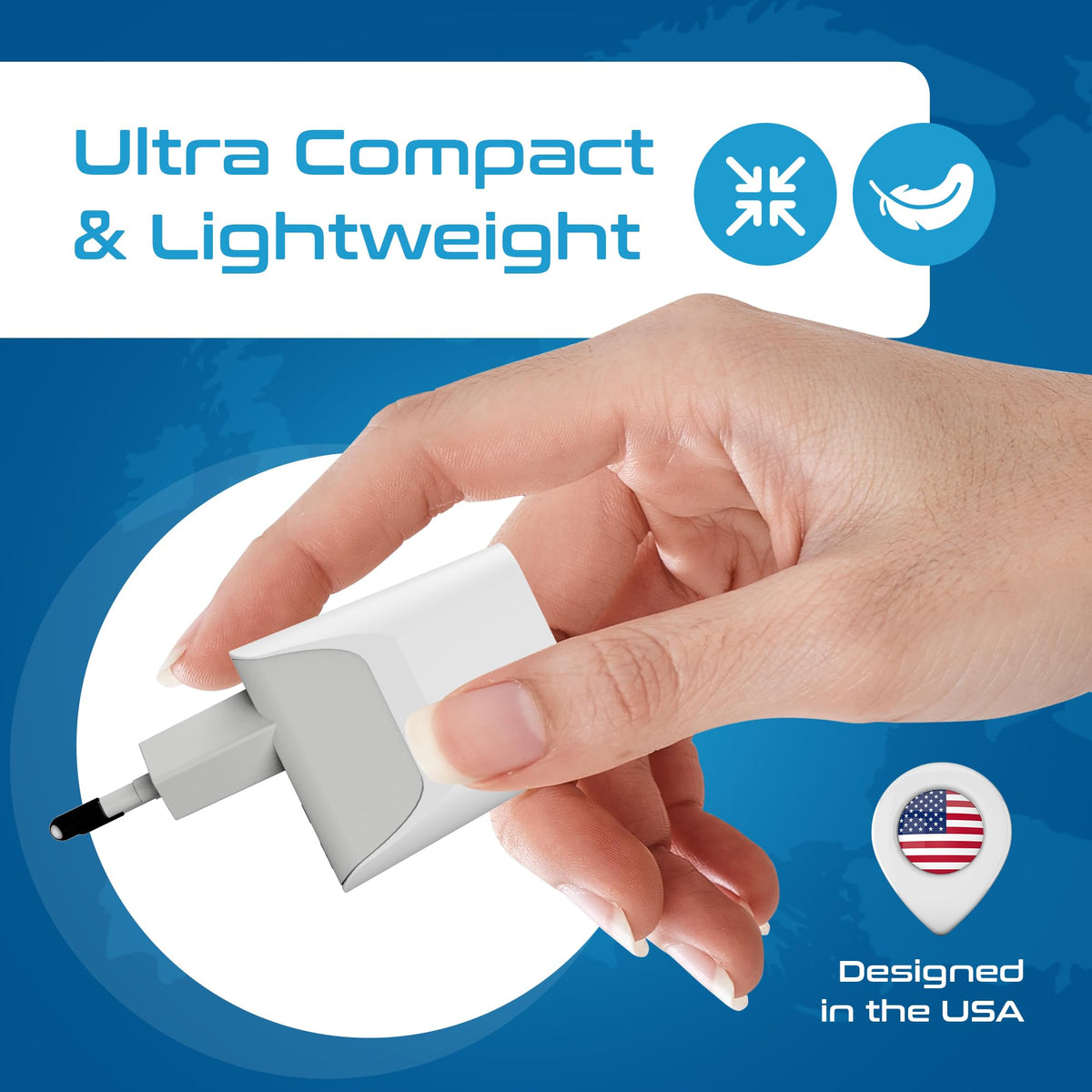 Ceptics safe travel power adapter reduces bulky brick adapters