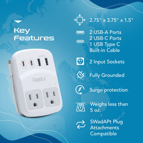 Ceptics WPS-5B suitable for laptops, tablets, and phones during travel