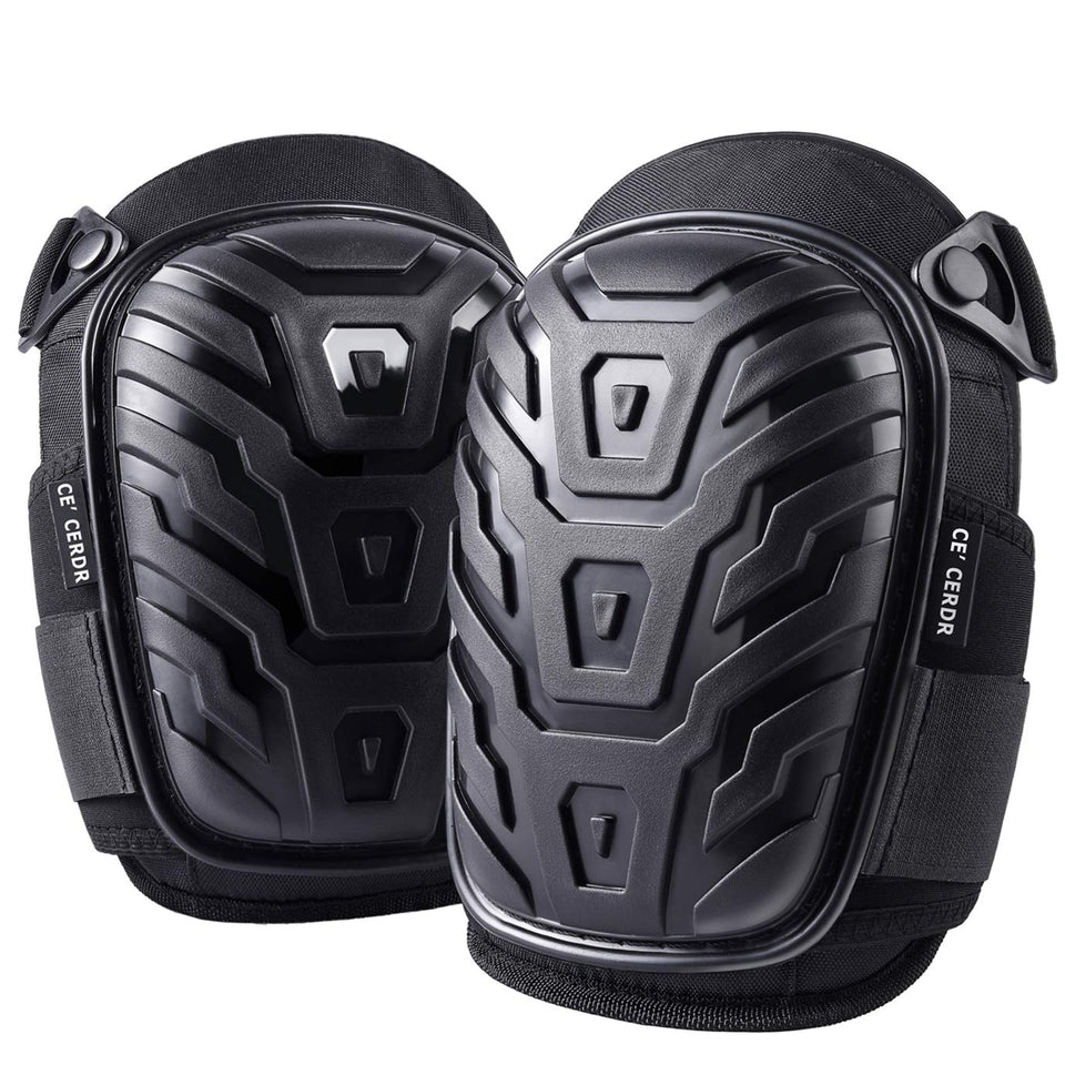 CE' CERDR knee pads front view showing protective kneecaps for tough construction tasks.
