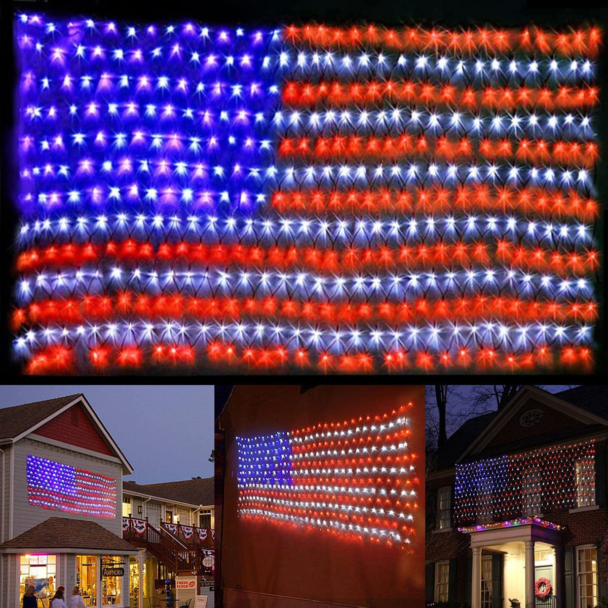 Cerflyer American flag lights with flag-net design for striking outdoor displays.