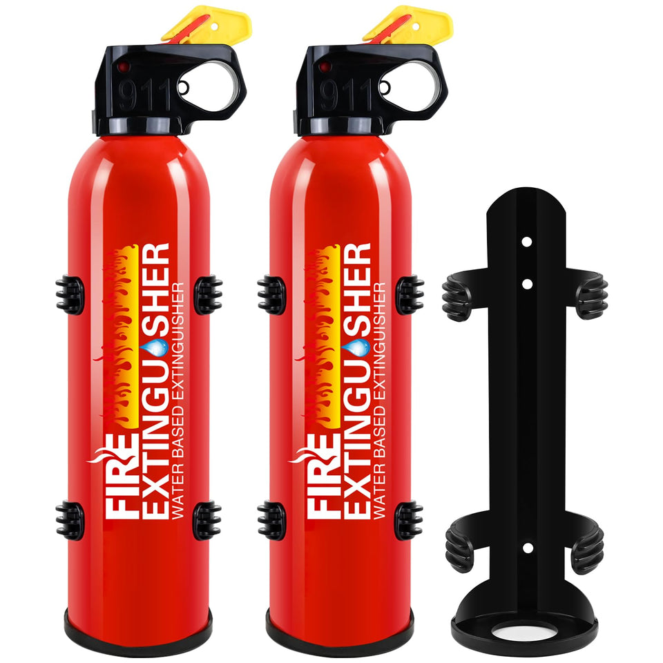 Cermug fire extinguisher home-mounted for quick emergency access.