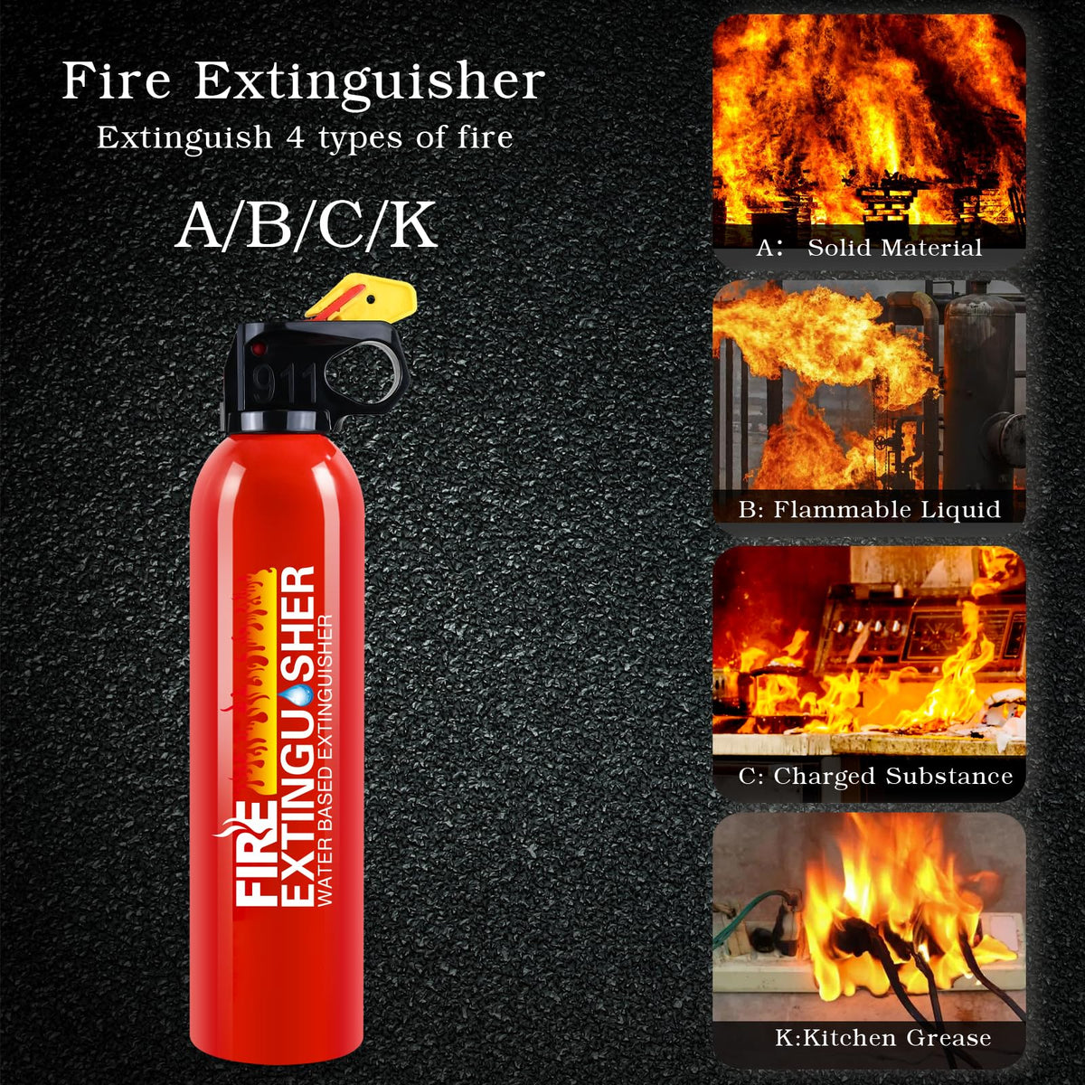 Cermug fire extinguisher kitchen-ready with 8-in-1 capability.