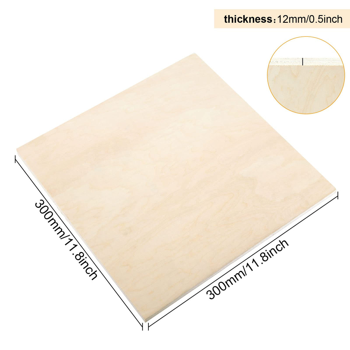 CertBuy 12x12 plywood board, half-inch, edge-cut detail.