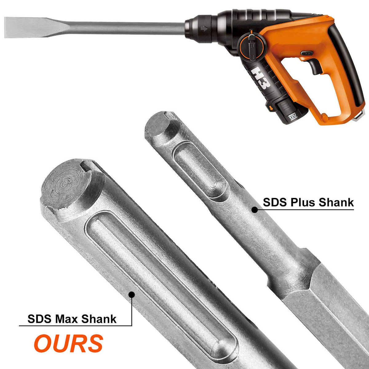 CertBuy SDS Max flat chisel 280mm close-up in action