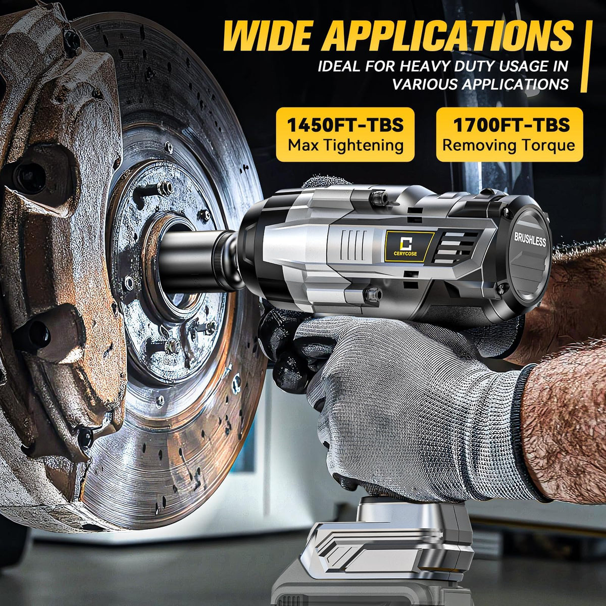 Close-up of the brushless motor on the Cerycose impact wrench