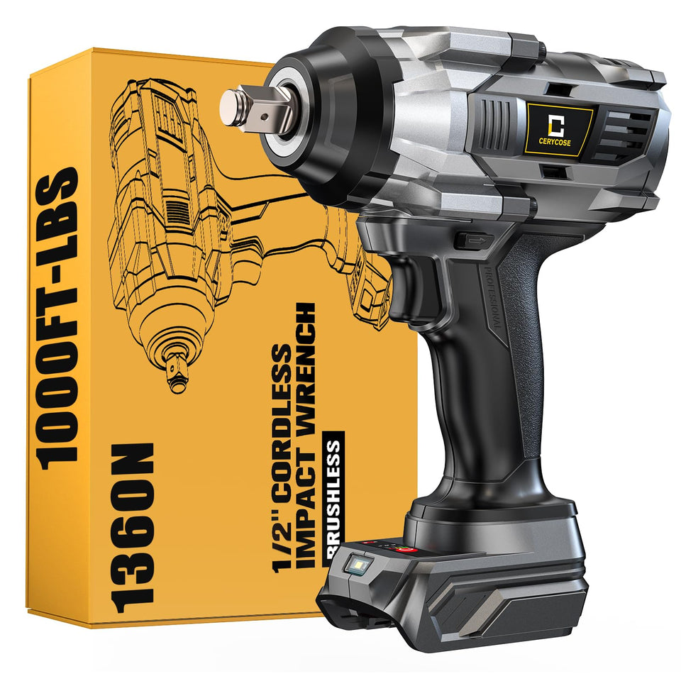 Cerycose cordless impact wrench half-inch drive for versatile, high-torque tasks