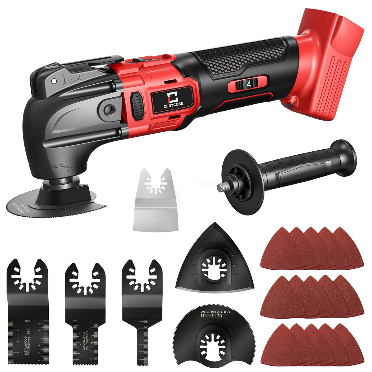 Cerycose cordless oscillating tool with Milwaukee battery connection for flexible power.