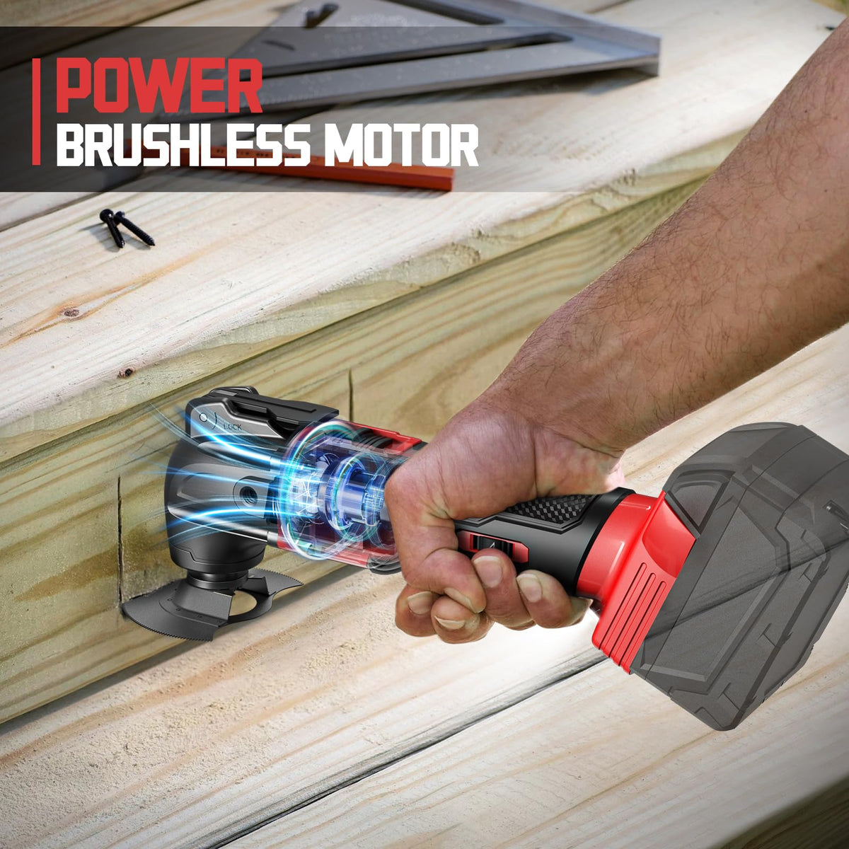 Cerycose tool in use cutting skirting boards and plasterboard for versatility.
