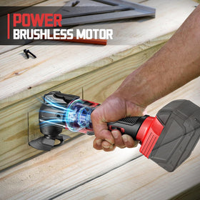 Cerycose tool in use cutting skirting boards and plasterboard for versatility.