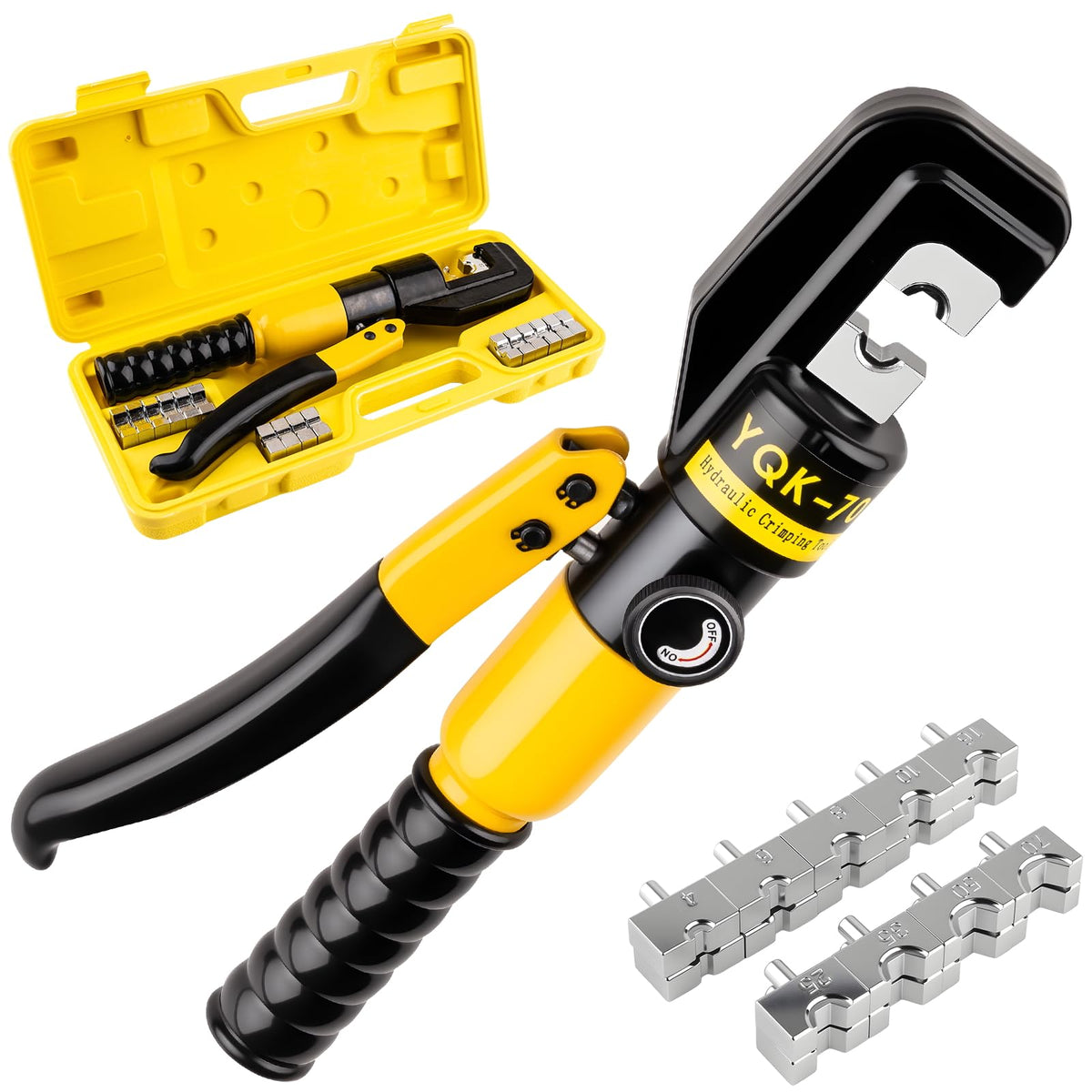 Cesilili hydraulic crimping tool with nine dies for precise crimps on large gauge cables.