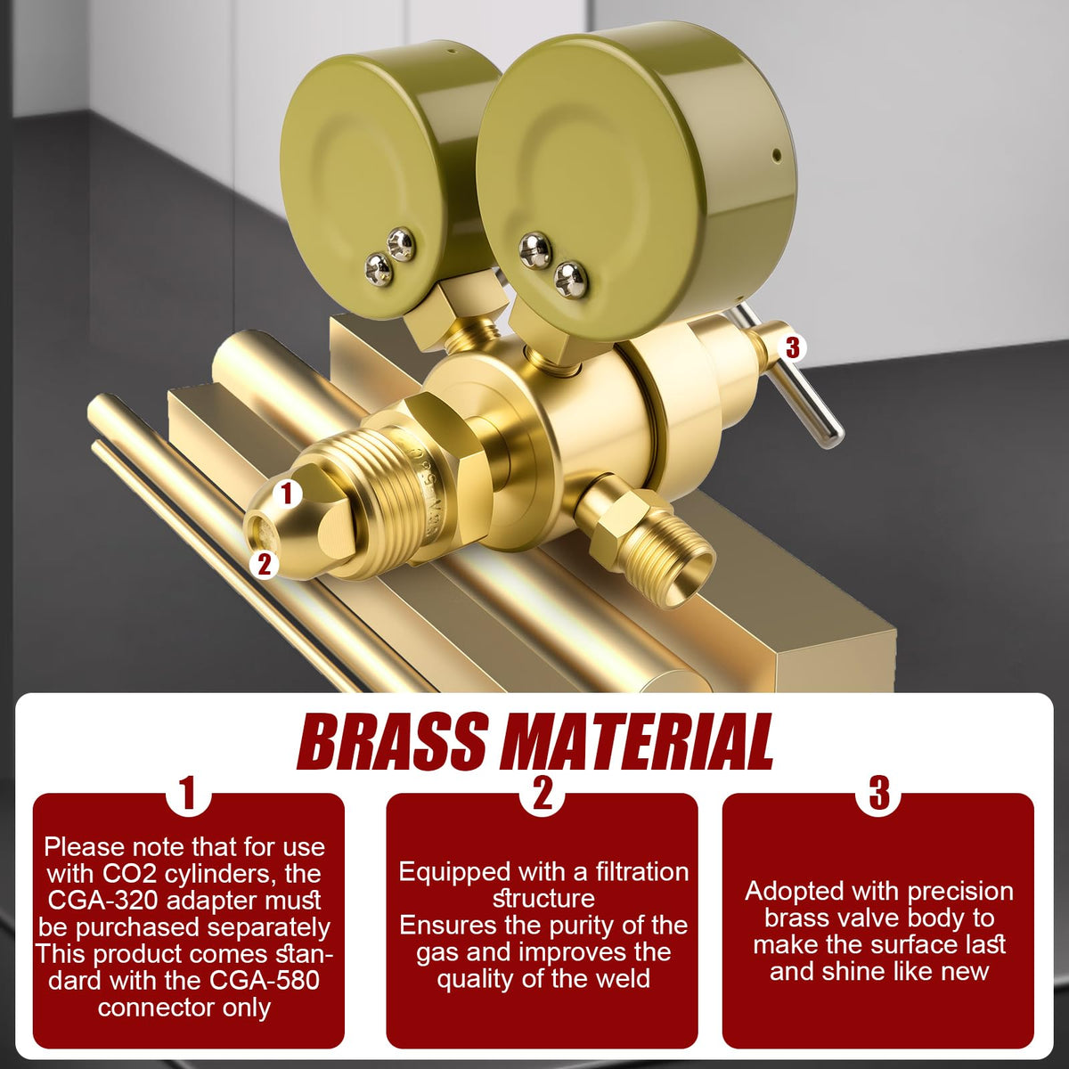 Cesilili regulator provides three connection options for versatile hose compatibility