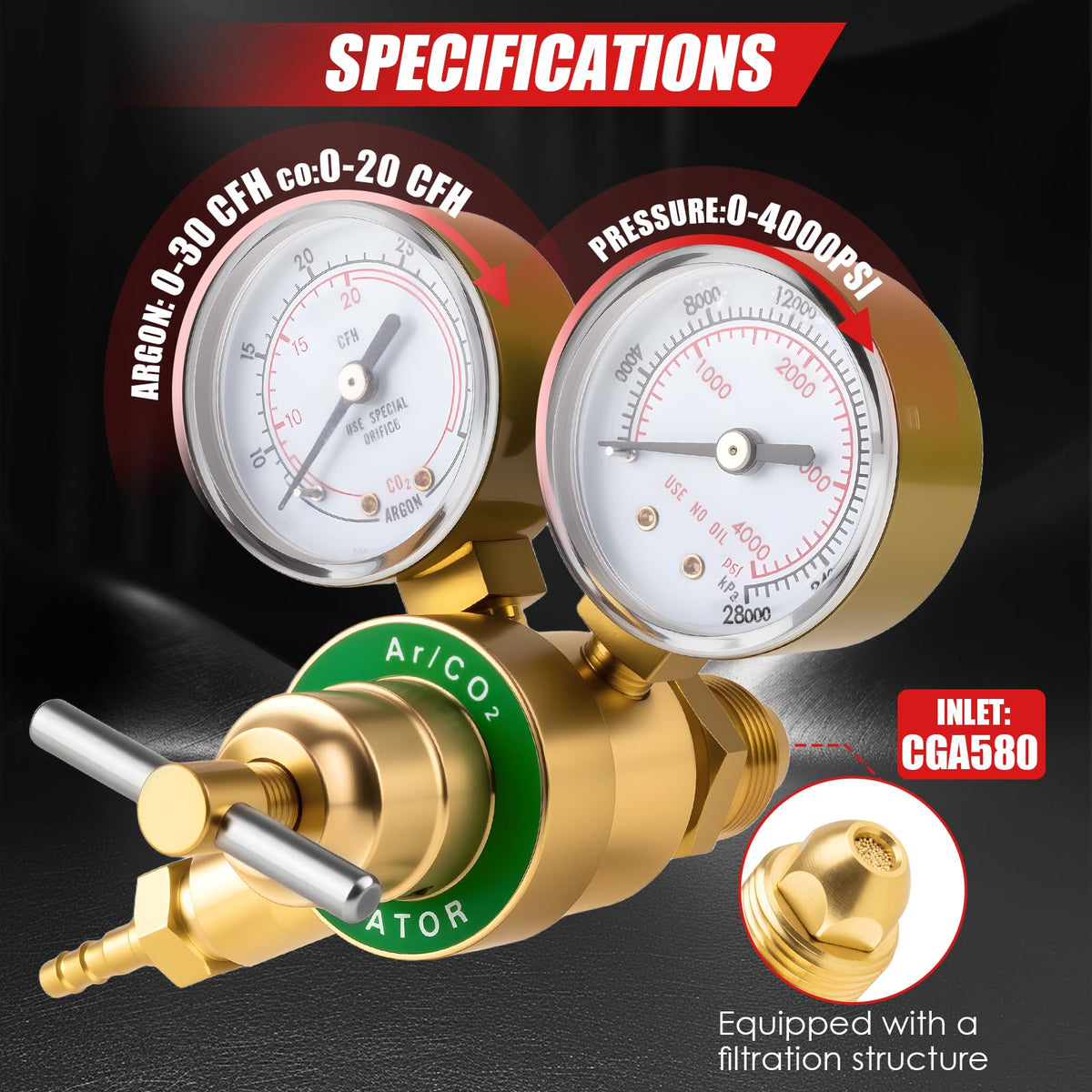 Cesilili regulator with precision filtration protects the welding system from impurities