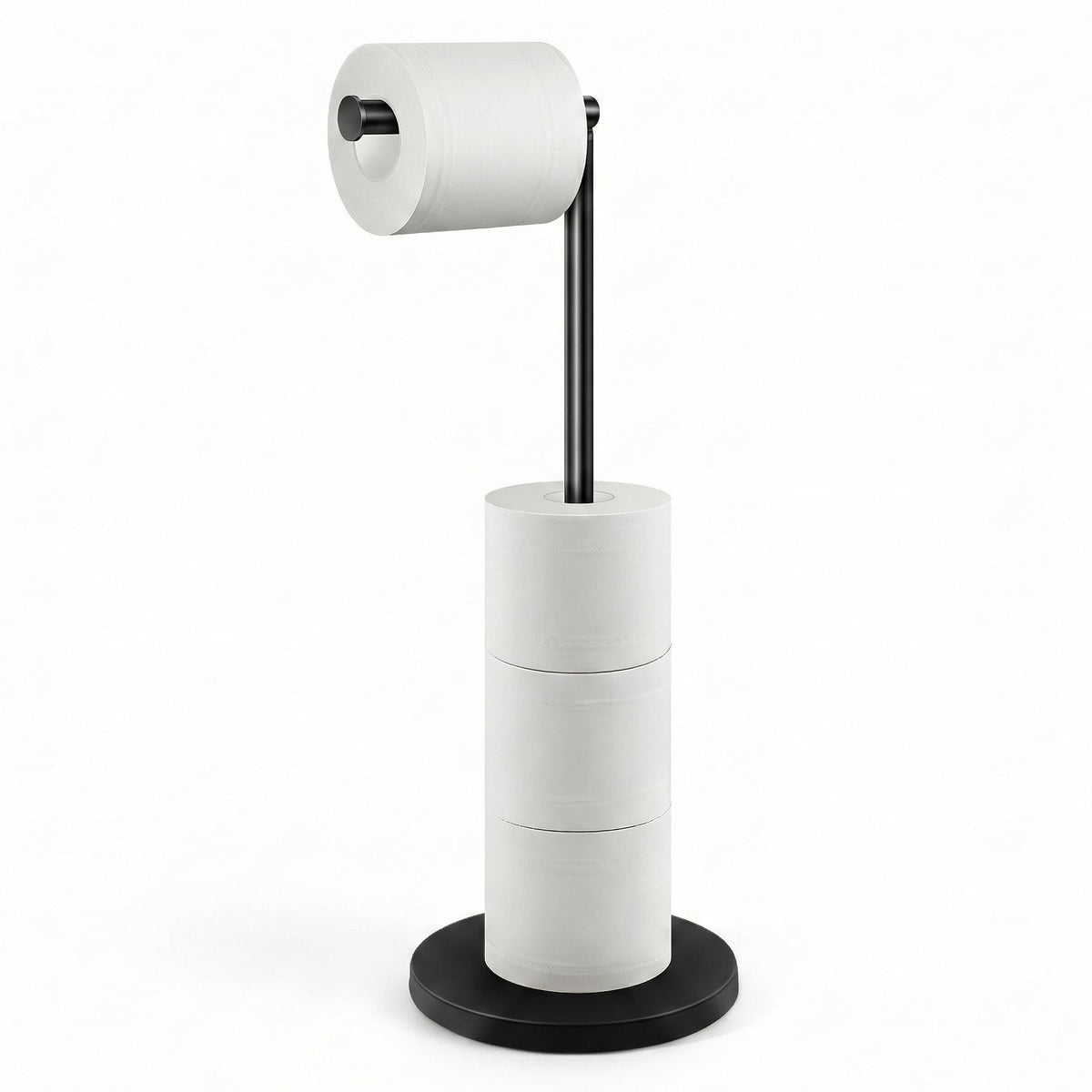 Cesun modern matte black bathroom stand complements various decors.