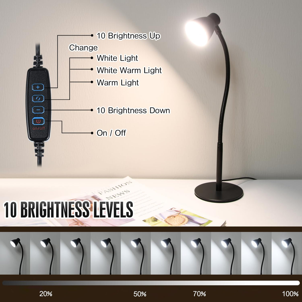 CeSunlight lamp offers warm, warm-white, and cool light for any task