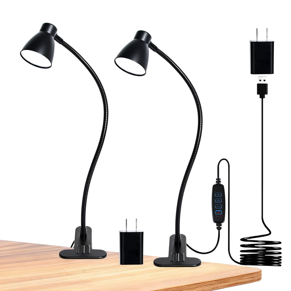 CeSunlight two-pack clip desk lamps secured on a desk for versatile lighting