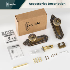 CEYMIO antique brass finish enhances overall door styling