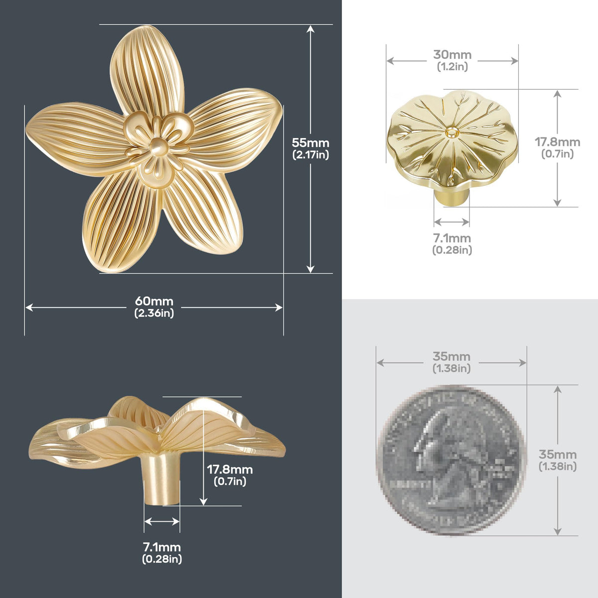 CEYMIO brushed gold flower knob in a child room decor with playful charm