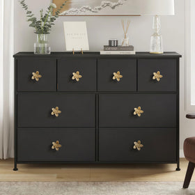 CEYMIO brushed gold flower knob installed on a drawer for easy update